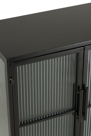 Armoire 4 portes en verre DOZA en métal noir et verre.